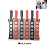 Lens holder with 6 rods and 30 lenses for pediatric eye exams